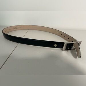 Kenneth Cole Italian Leather Belt Mens M Black Silver